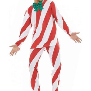 Striped Candy Cane Mens Plus Size Christmas Costume - Xlarge