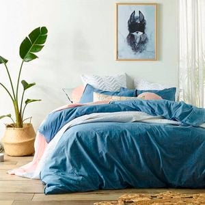 Vintage Design Stonewashed Denim Quilt Cover Set