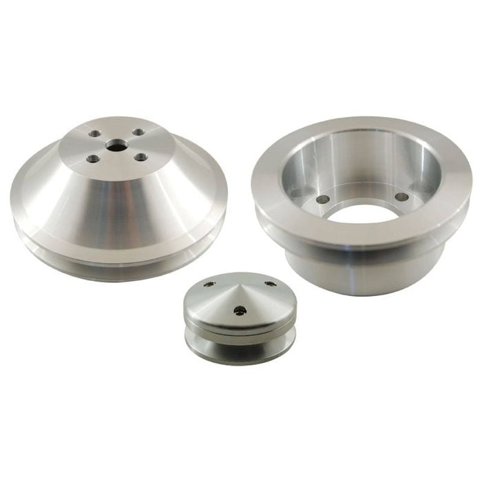 Cal Custom V Groove Aluminium Pulley Set (set B), Suits Ford Windsor/cleveland 1969+