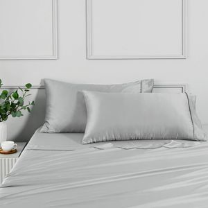 Dreamaker Matte Satin King Pillowcase Grey - Twin Pack