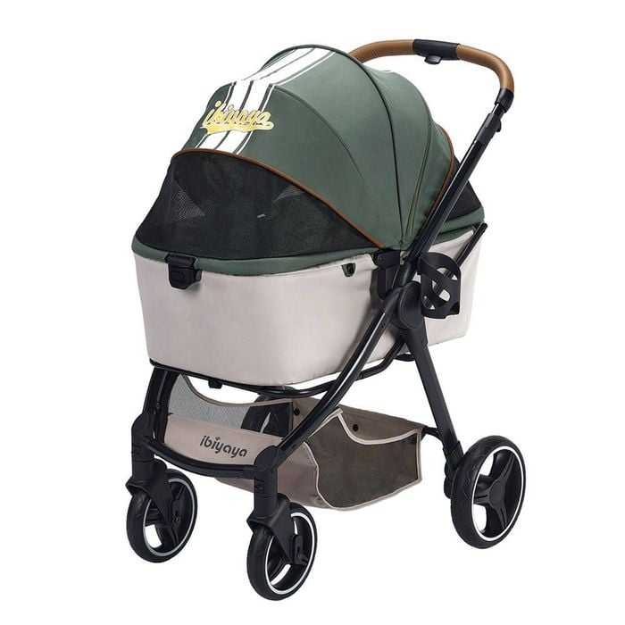 Ibiyaya Retro Luxe Folding Pet Stroller for Pets up to 30kg - Soft Sage