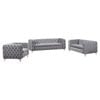 3+2+1 Seater Sofa Classic Button Tufted Lounge in Grey Velvet Fabric with Metal Legs