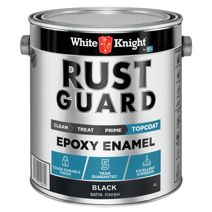 White Knight Rust Guard 4L Black Satin Epoxy Enamel Paint