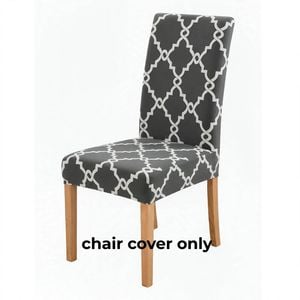 Anyseat Chair Cover Gray Chain Link Pattern Elastic Slipcover Dining Decor
