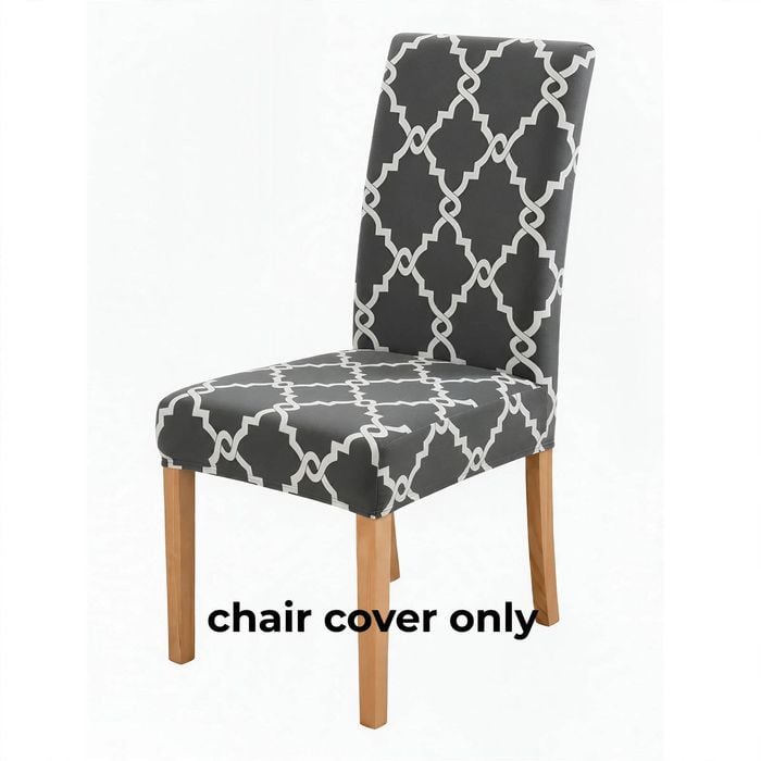 Anyseat Chair Cover Gray Chain Link Pattern Elastic Slipcover Dining Decor