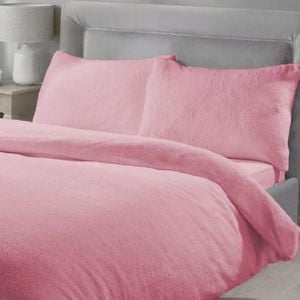 Luxor King Blush Teddy Fleece Soft Warm Quilt Doona Duvet Cover  Set