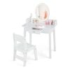 Costway Kid Vanity Dressing Table Chair Set Makeup Study Desk White