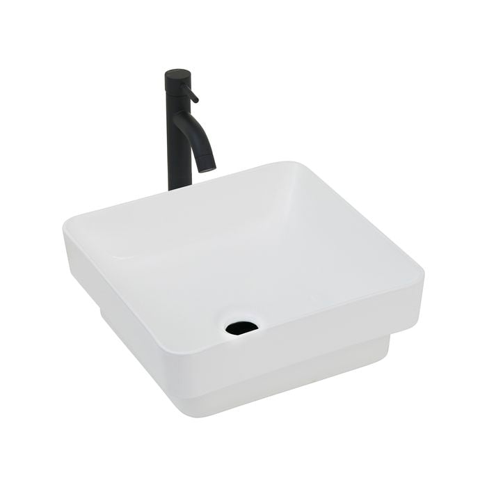CIBO White Rise Square Semi Inset Ceramic Basin