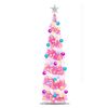 Catzon 5Ft Pop Up Christmas Tree DIY Pencil Tree with 50 Color Lights Xmas Party Decorations-Pink