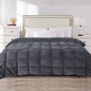 Dreamz 500GSM Velvet Quilt Blanket Super King Grey