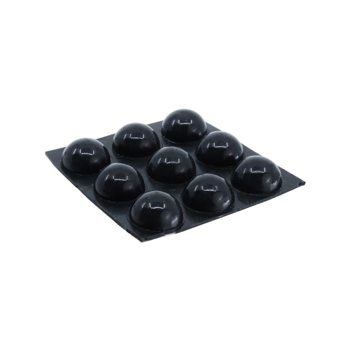 Surface Gard 16mm Black Round Rubber Bumper - 9 Pack