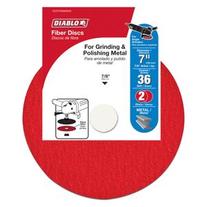 Diablo 180mm 36 Grit Aluminium Oxide Fibre Disc - 2 Pack