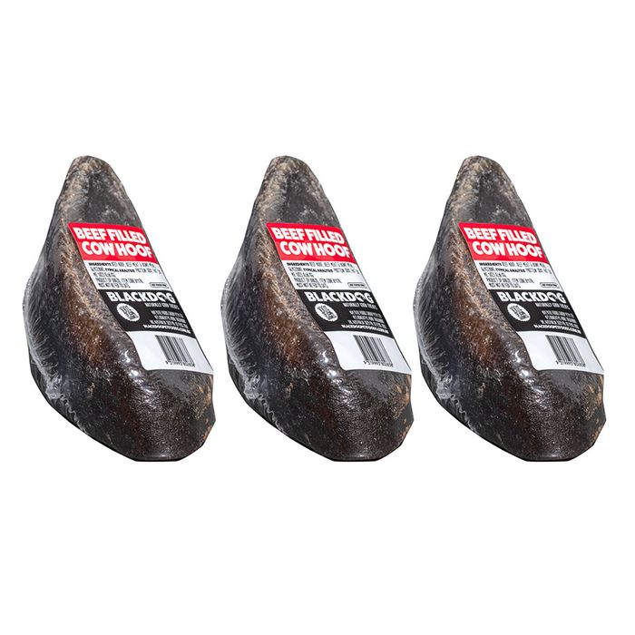 3x Blackdog Beef Filled Cow Hoof Dog Healthy Treats/food/meal/snack Training