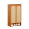 Foret Bamboo Shoe Cabinet Rattan Mesh Doors Entryway Storage Cupboard 110cm