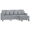 vidaXL 3-Seater Sofa with Footstool Couch Lounge Sofa Settee Light Grey Fabric