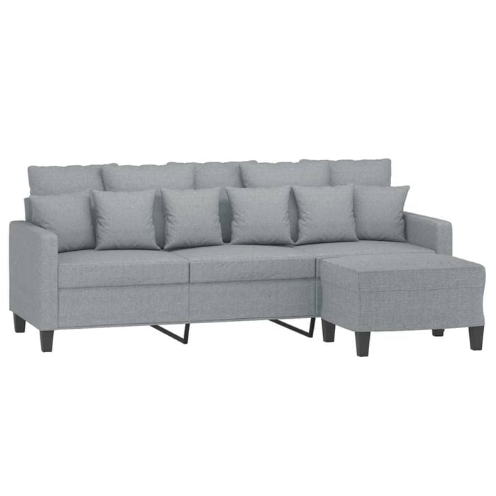vidaXL 3-Seater Sofa with Footstool Couch Lounge Sofa Settee Light Grey Fabric