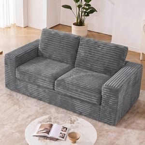 Advwin 162cm 2 Seater Floor Sofa Loveseat Bean Bag Chair Boneless Couch Corduroy No Assembly Cloud Sofa Grey