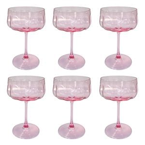 6PK Urban Tillie Coupe Champagne Cocktail Drinking Glass 365ml 16cm Pink