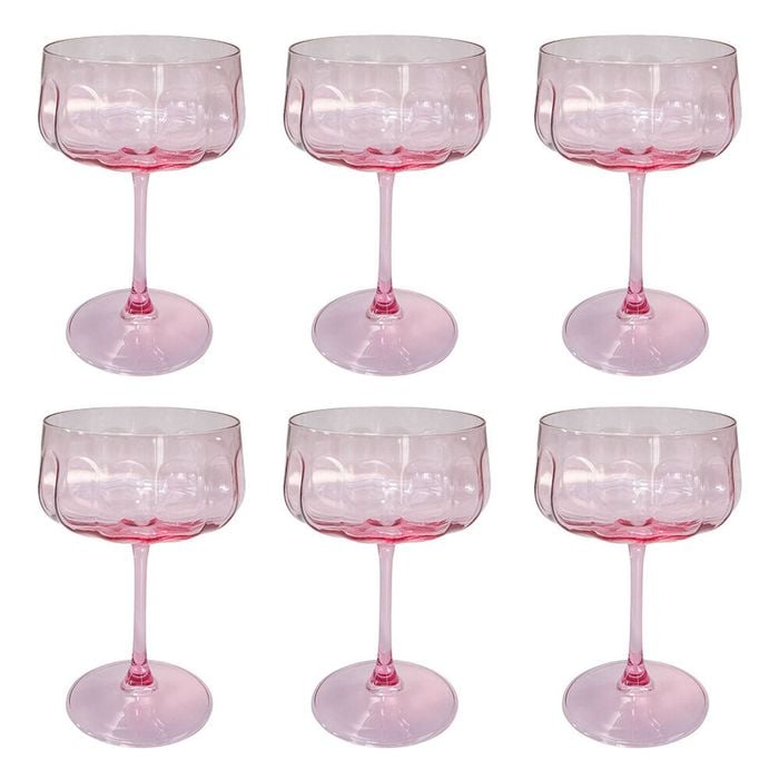 6PK Urban Tillie Coupe Champagne Cocktail Drinking Glass 365ml 16cm Pink