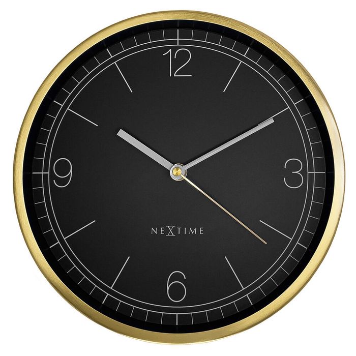 NeXtime Bolero Silent Wall Clock Black Dial 25x25x4.5cm Gold Metal Case