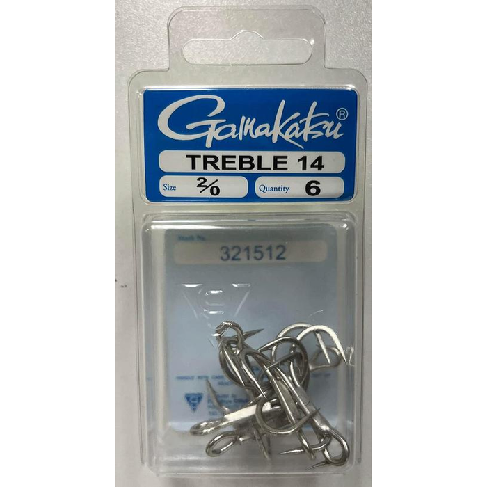 Gamakatsu 14 Treble Fishing Hook 2/0 6pk