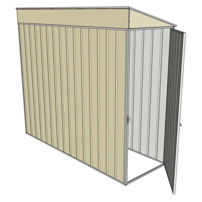 Build-a-Shed 0.8 x 2.3 x 2m Skillion Single Hinged End Door Shed - Cream