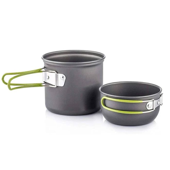 Lifebay Camping Cookware Kit Portable 2-Pot Green