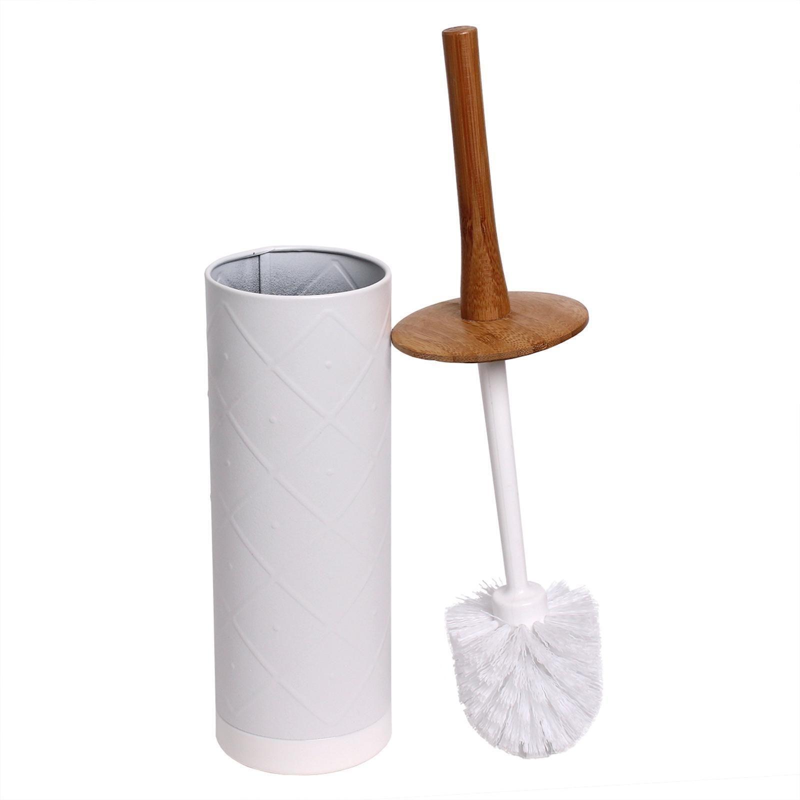 Sabco White Pressed Metal Toilet Set With Bamboo Handle Bunnings Australia
