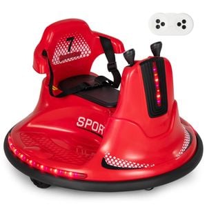 Costway 360° Spin Kids Bumper Car with Remote, Music and LED Lights Red