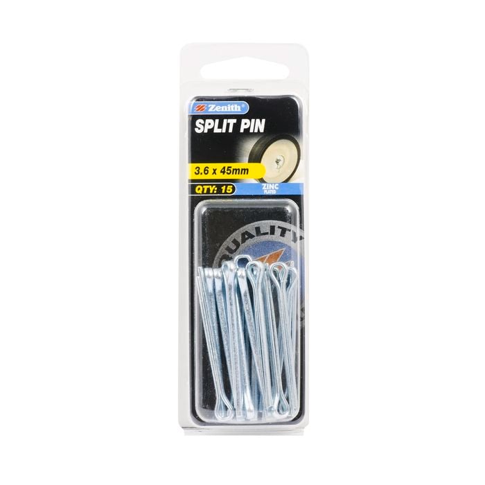 Zenith 3.6 x 45mm Zinc Plated Split Pins - 15 Pack
