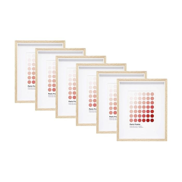 6PK Braz Paris Image Photo Document Display Frame 20x25cm Beech