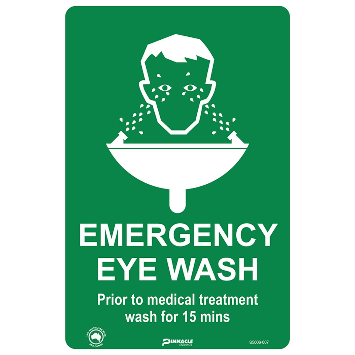 Pinnacle 300 x 200mm Metal Emergency Eye Wash Sign - Bunnings Australia