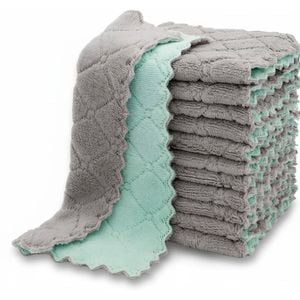 12 Pack Kitchen Cloth Dish Towels Super Absorbent Coral Velvet