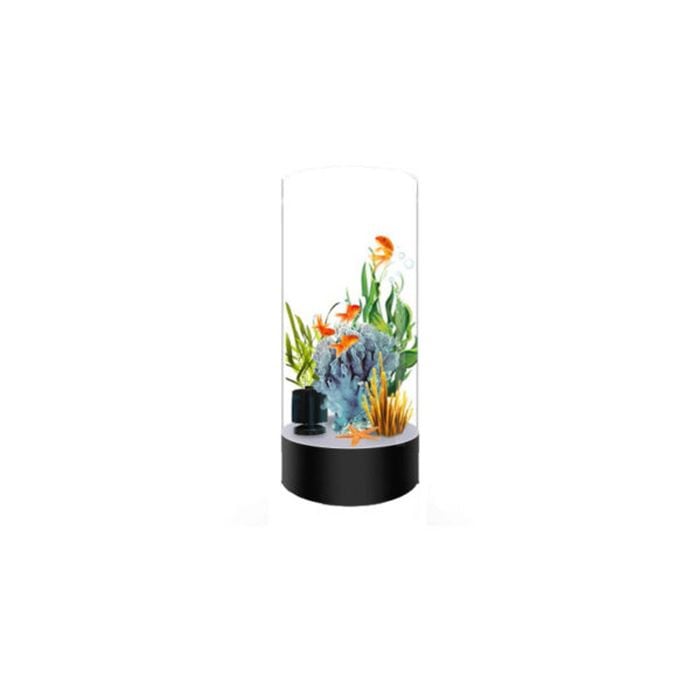 13L Cylinder Acrylic Aquarium Tower Fish Tank with Planter Black
