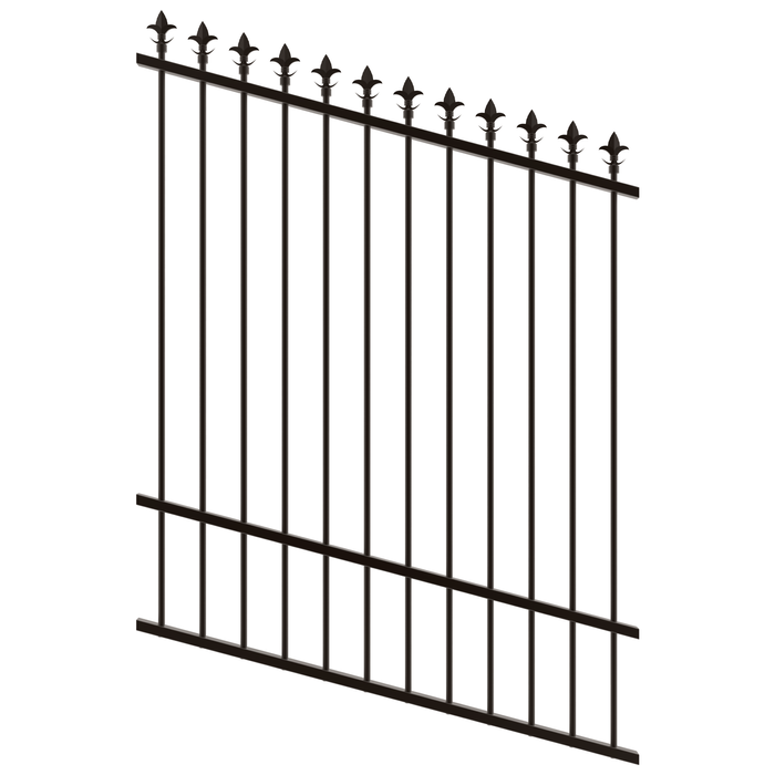 ProtectorAl 0350-1200W x 1500H Satin Black Spear Top Pool Fence Panel Raked Up to 15º - Black