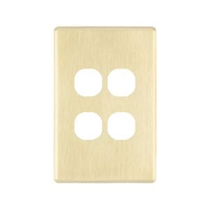 Deta S-Line Brushed Gold Finish 4 Gang Switch Cover Plate - Brushed Gold