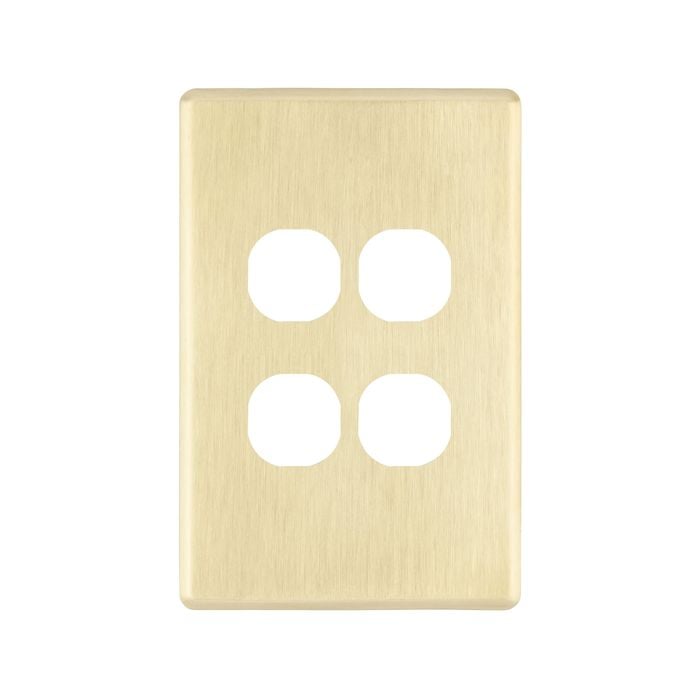 Deta S-Line Brushed Gold Finish 4 Gang Switch Cover Plate - Brushed Gold