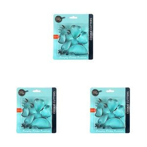 3x 5pc Topchef Stainless Steel Multi Shape Cookie Cutters Silver Assorted