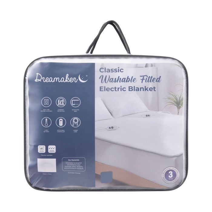 Dreamaker Classic Washable Fitted Electric Blanket Single Bed | Overheat Protection & Fully Fitted Skirting Heated Topper