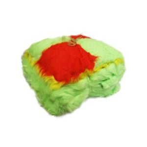 Lime/Red/Yellow Plush Faux Fur Throw Rug + Square Cushion