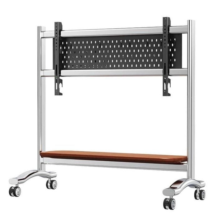 P&P Silver Heavy Duty Art TV Cart For Large Screens With Reinforced Steel Column And Smooth Wheels