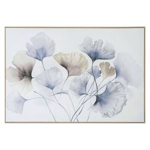 Urban Style Brushmarks Embellished Canvas Ginko Leaves Blue