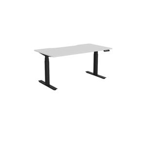 Olg Agile Motion Plus Round Leg Black Frame White Top Scallop Height Adjustable Desk L1800mm X W750mm
