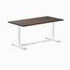 Desky Fixed Height Dark Walnut Rubberwood Desk 150x75cm White Leg