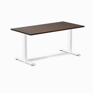 Desky Fixed Height Dark Walnut Rubberwood Desk 150x75cm White Leg