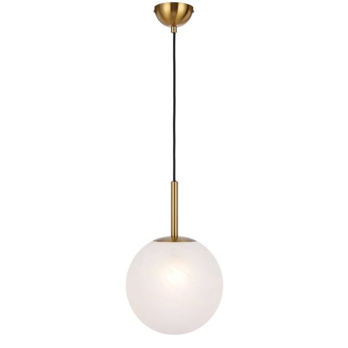 Telbix Bally Modern Pendant Hanging Lamp Light Glass Metal Antique Gold Alabastro
