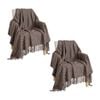 SOGA 2 Pack Chocolate Brown Polyester Throw Blanket 130x170cm