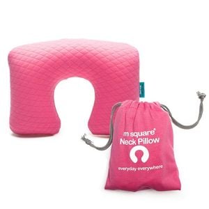 M SQUARE Travel Inflatable Neck Pillow – Portable, Comfortable Air Cushion for Support on the Go Pink