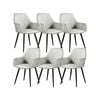 Rosy Set of 6 Dining Chair Fabric Upholstered Seat Metal Leg - Beige