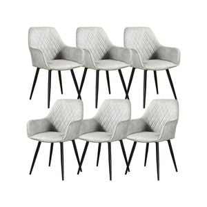 Rosy Set of 6 Dining Chair Fabric Upholstered Seat Metal Leg - Beige